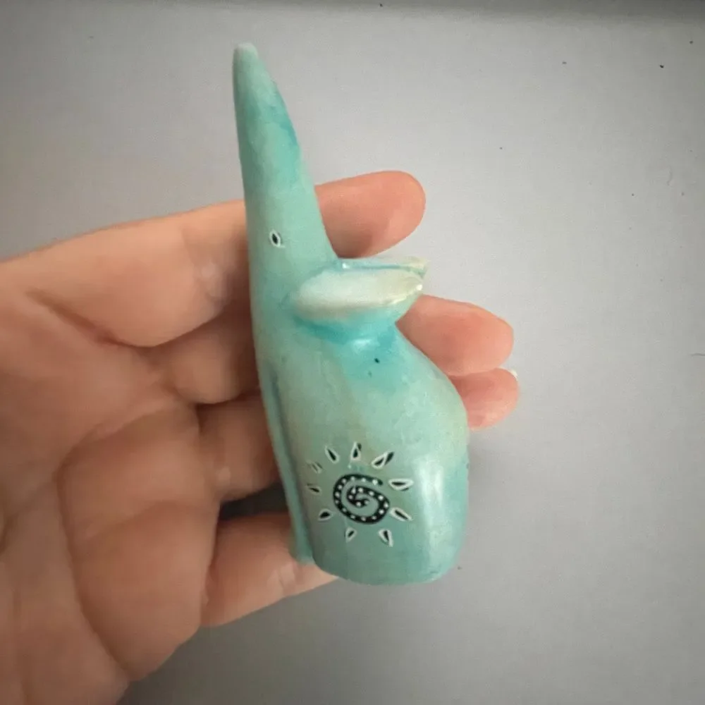 Hand‎ carved stone mouse figurine folklore rustic native primitive sun symbols